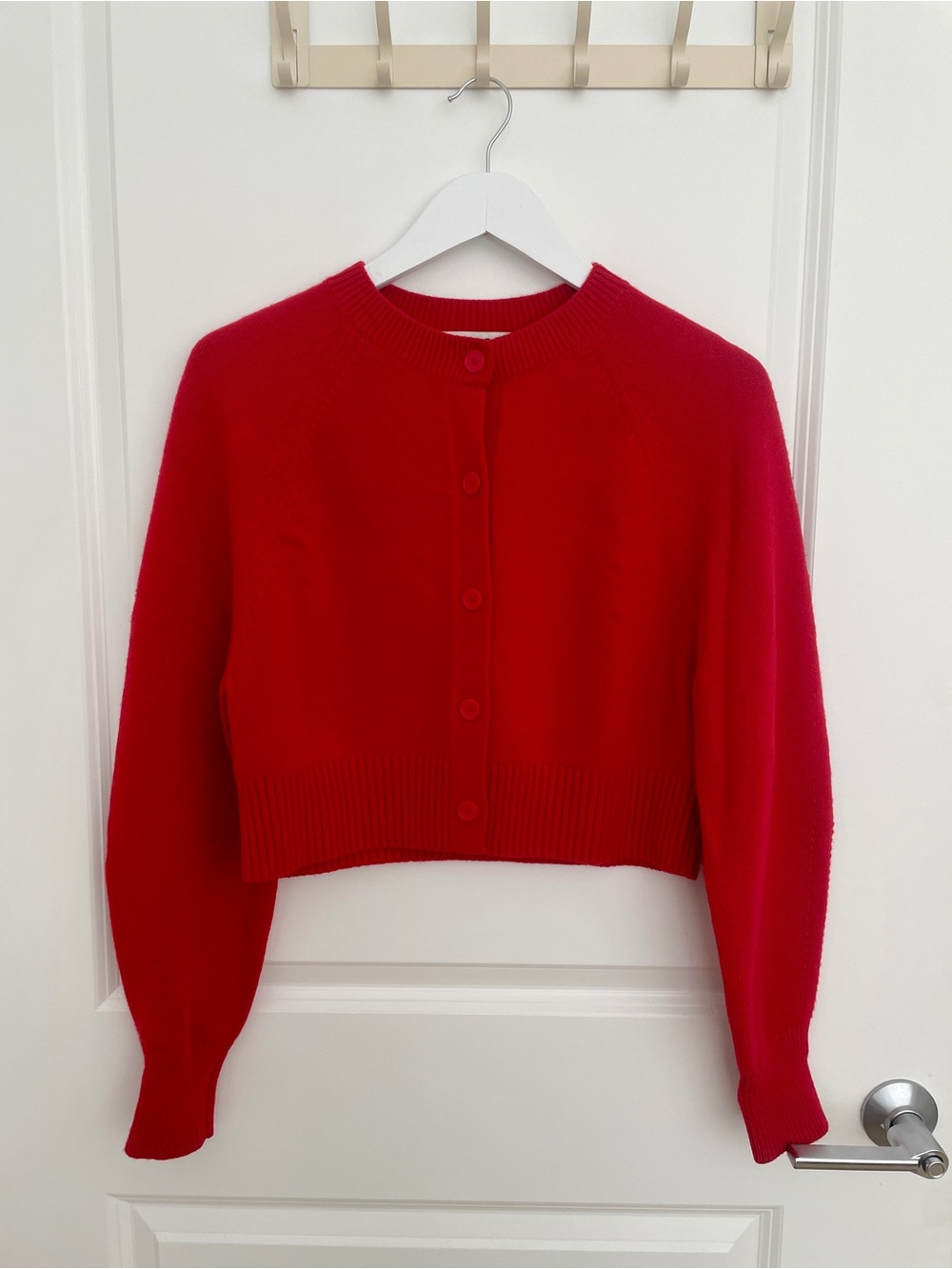 COS Red Cropped Button-Front Cardigan 100% Wool XS